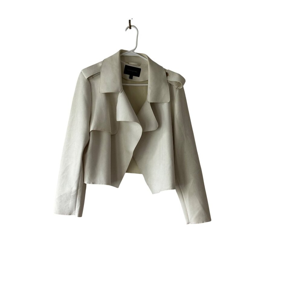 Banana republic vegan suede jacket Open Front Cropped Beige Size L - Picture 5 of 8